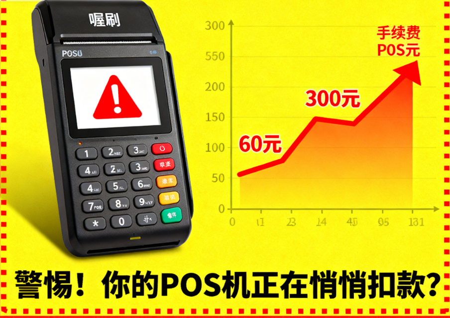 喔刷POS机:警惕!你的POS机正在悄悄扣款?手续费从60元飙升至300元?