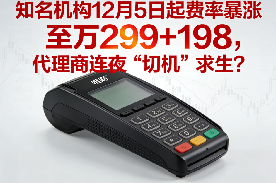 喔刷POS机：知名机构12月5日起费率暴涨至万299+198，代理商连夜“切机”求生？