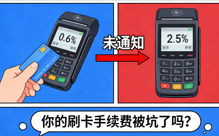 警惕喔刷POS机费率“隐形暴涨”!从0.6%跳到2.5%未通知,你的刷卡手续费被坑了吗?