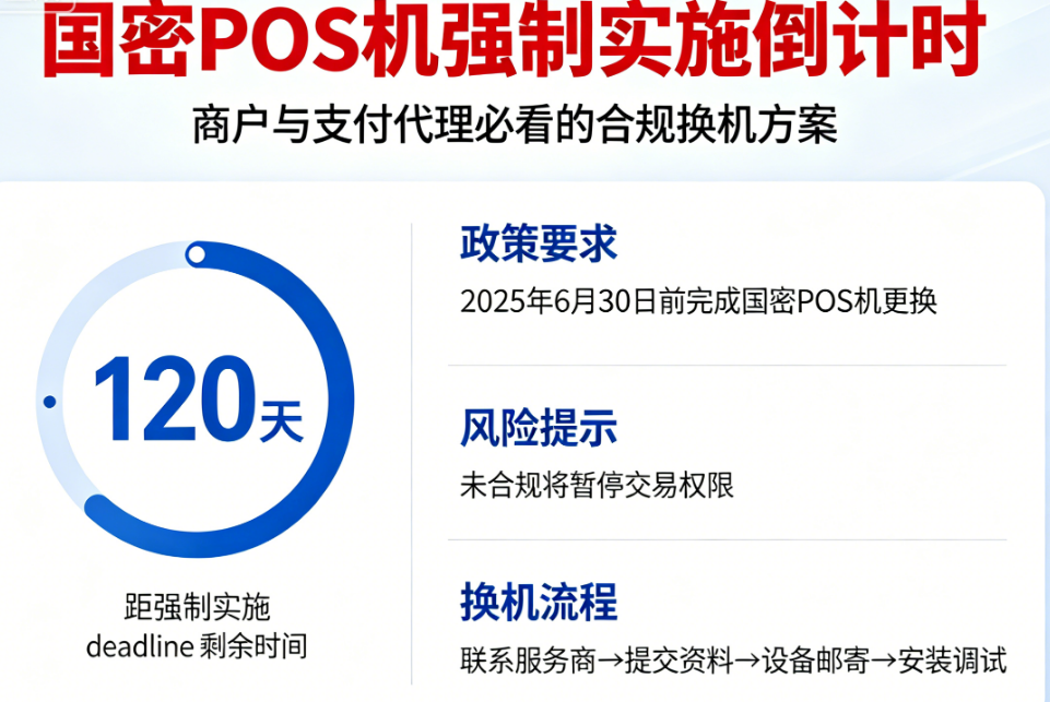 国密POS机强制实施倒计时！商户与支付代理必看的合规换机方案！