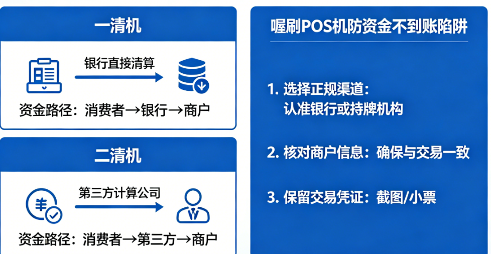 一清机和二清机有什么区别？喔刷POS机怎样避免刷卡资金不到账的陷阱？