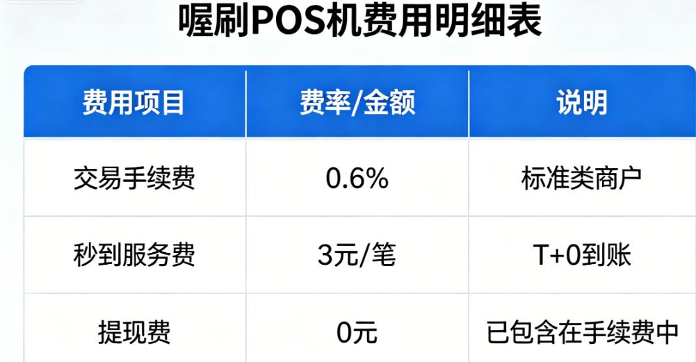 喔刷POS机费用明细表，看完不花冤枉钱!