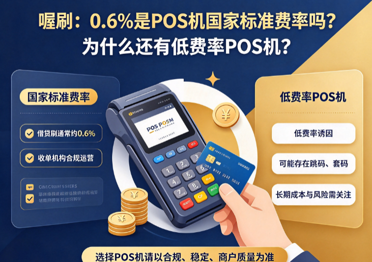 喔刷:0.6%是POS机标准费率吗?为什么还有低费率POS机?