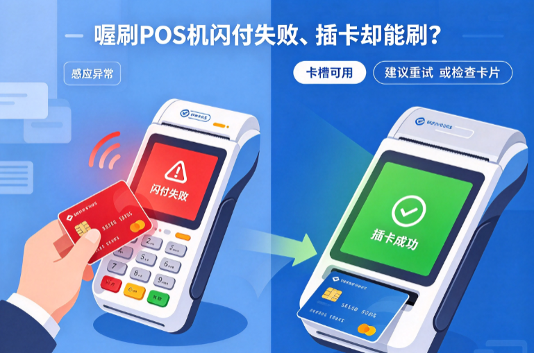 喔刷POS机闪付失败、插卡却能刷？